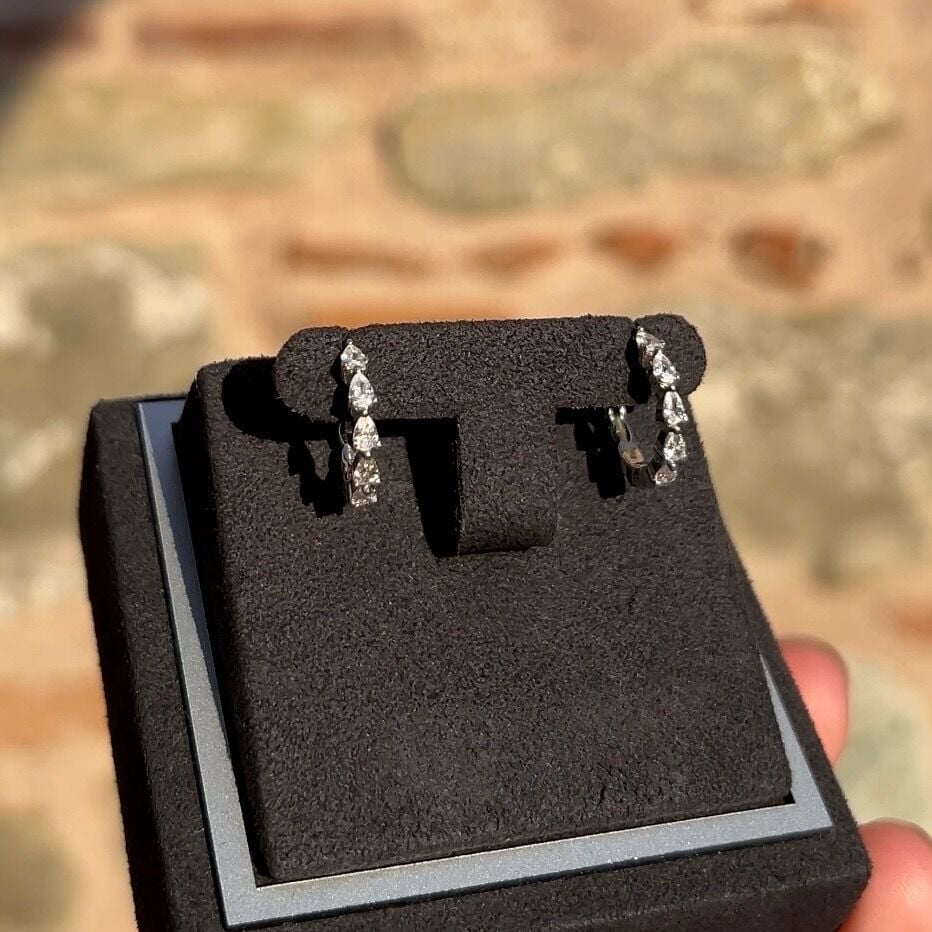 Minimal Damla Taşlı Halka Küpe 925 Ayar Gümüş